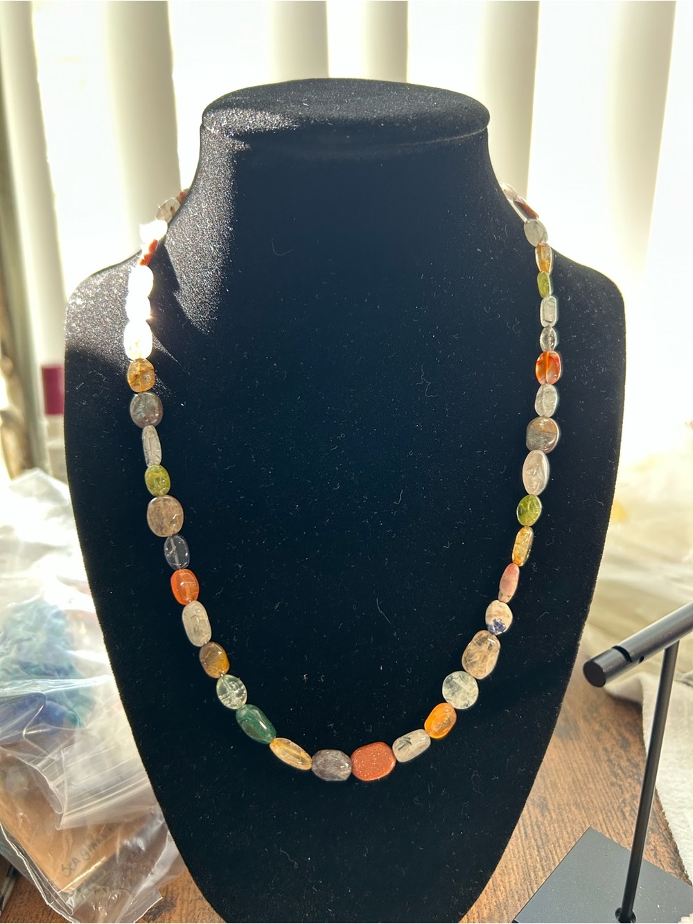 Handmade Multicolor Gemstone Bead Necklace - Elegant Jewelry. With owl charm